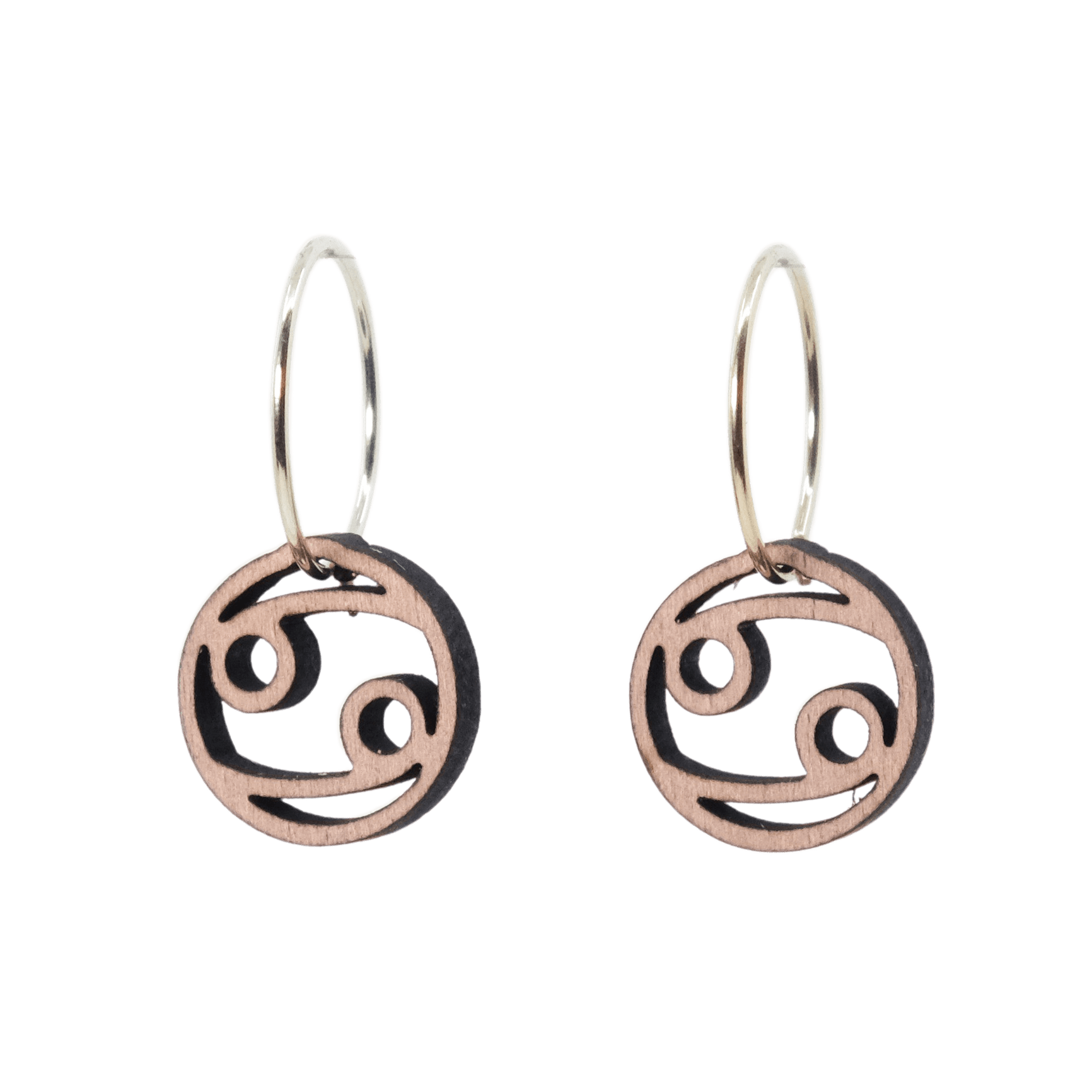 Krebsen Øreringe Sølv øreringe | Bæredygtige træ øreringe | Designer træ smykker i sølv | DIBB Design