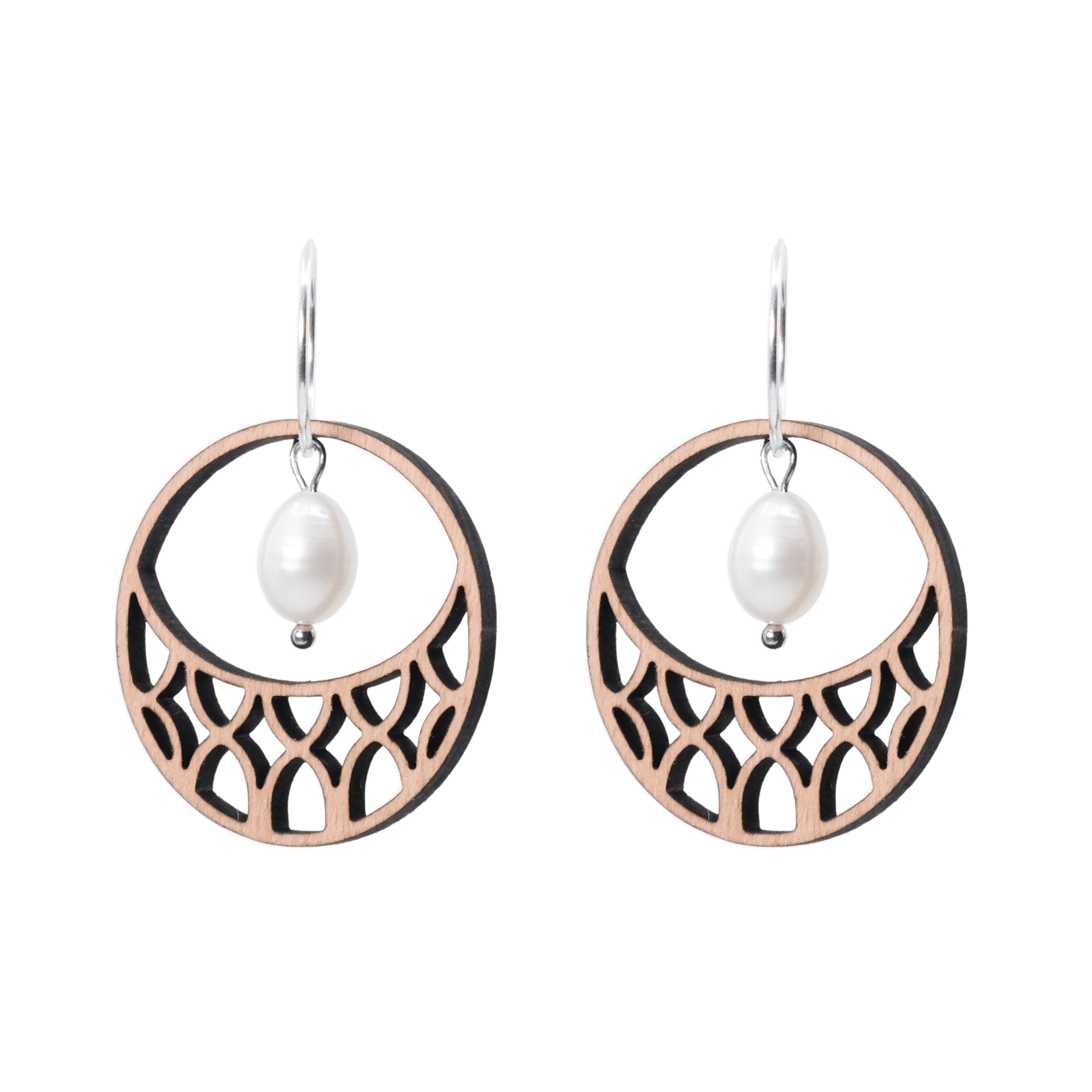 Mia Øreringe Sølv øreringe | Bæredygtige træ øreringe | Designer træ smykker i sølv | DIBB Design