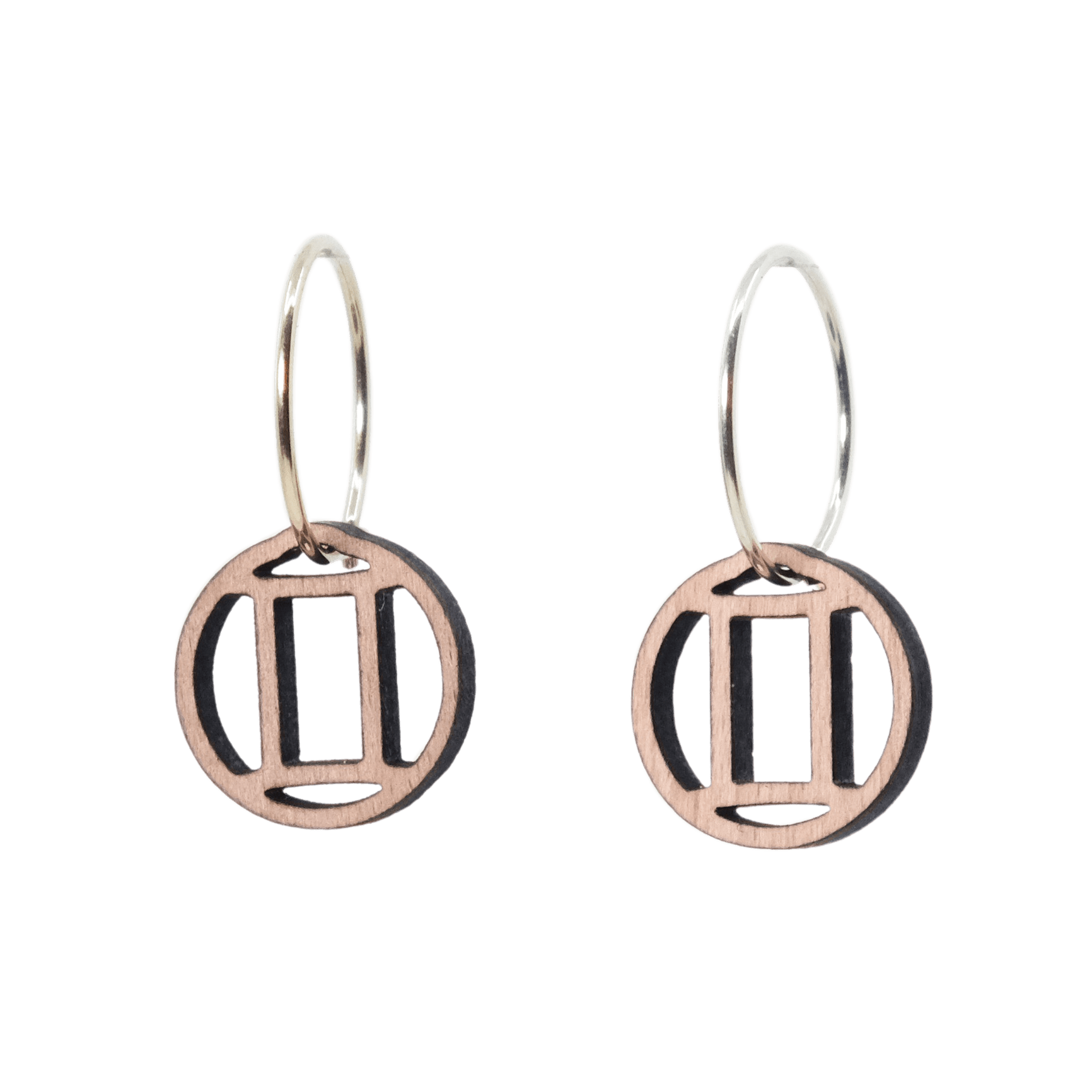Tvillingen Øreringe Sølv øreringe | Bæredygtige træ øreringe | Designer træ smykker i sølv | DIBB Design