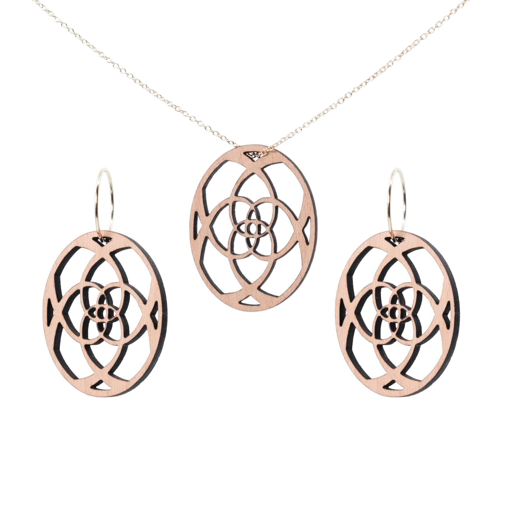 DIBB Design Halskæde Forgyldt sølv Agnes Sæt Agnes - Sølv halskæde | Bæredygtige træ smykker | Håndlavet design 