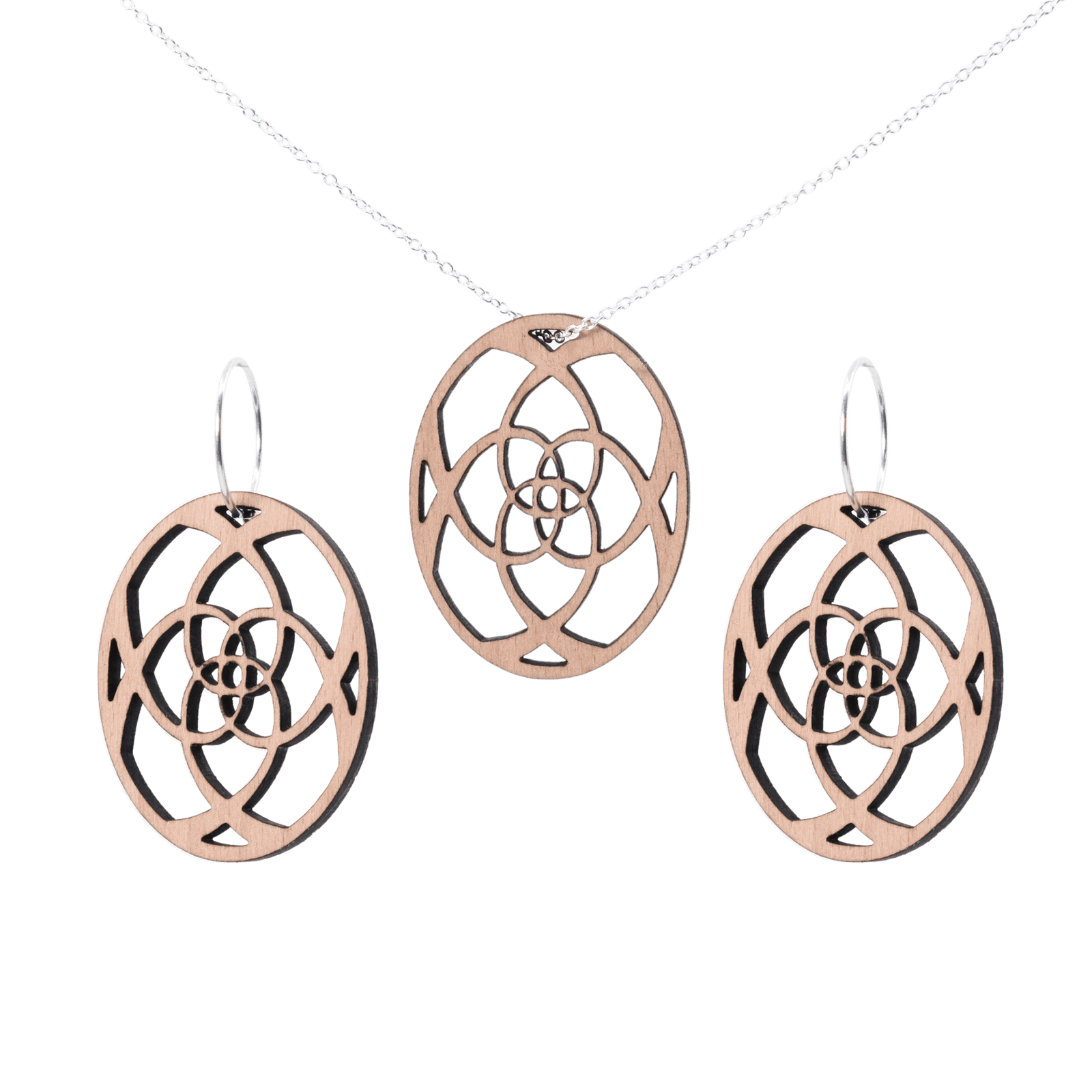 Agnes Sæt Sølv øreringe | Bæredygtige træ øreringe | Designer træ smykker i sølv | DIBB Design