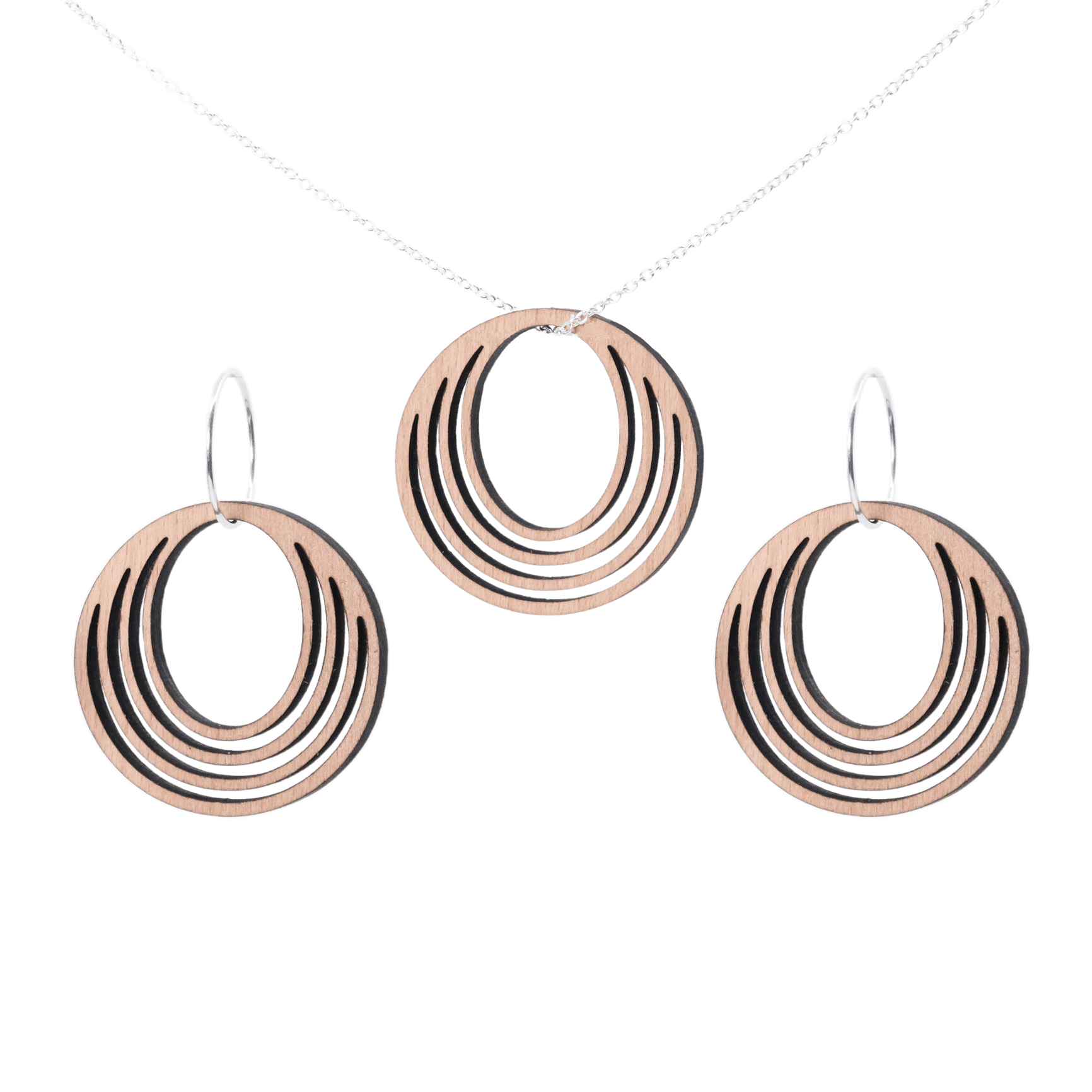 DIBB Design Halskæde Sølv Fiona Sæt Agnes - Sølv halskæde | Bæredygtige træ smykker | Håndlavet design 