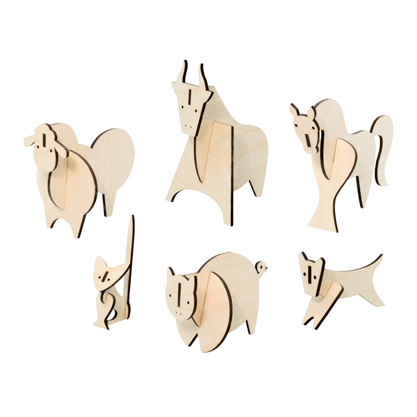 Gården - Træfigur Sølv øreringe | Bæredygtige træ øreringe | Designer træ smykker i sølv | DIBB Design