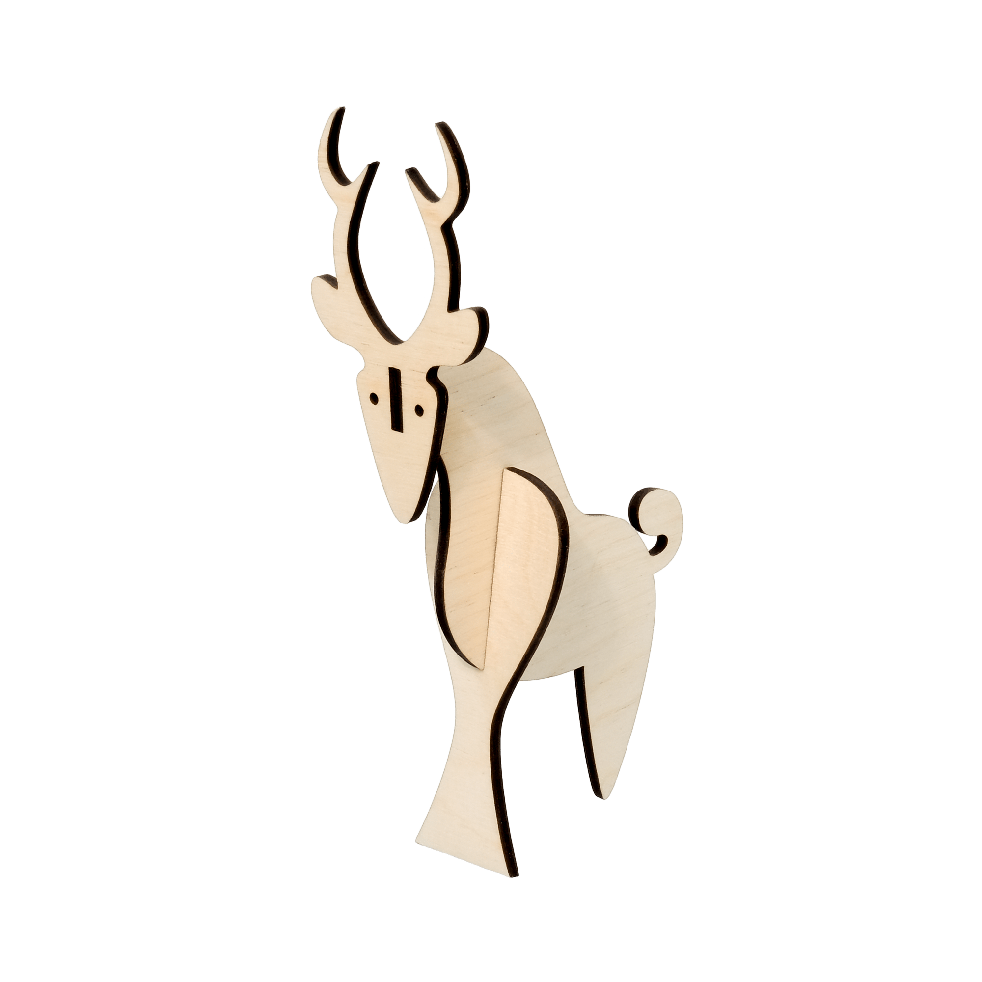 Hjort - Træfigur Sølv øreringe | Bæredygtige træ øreringe | Designer træ smykker i sølv | DIBB Design