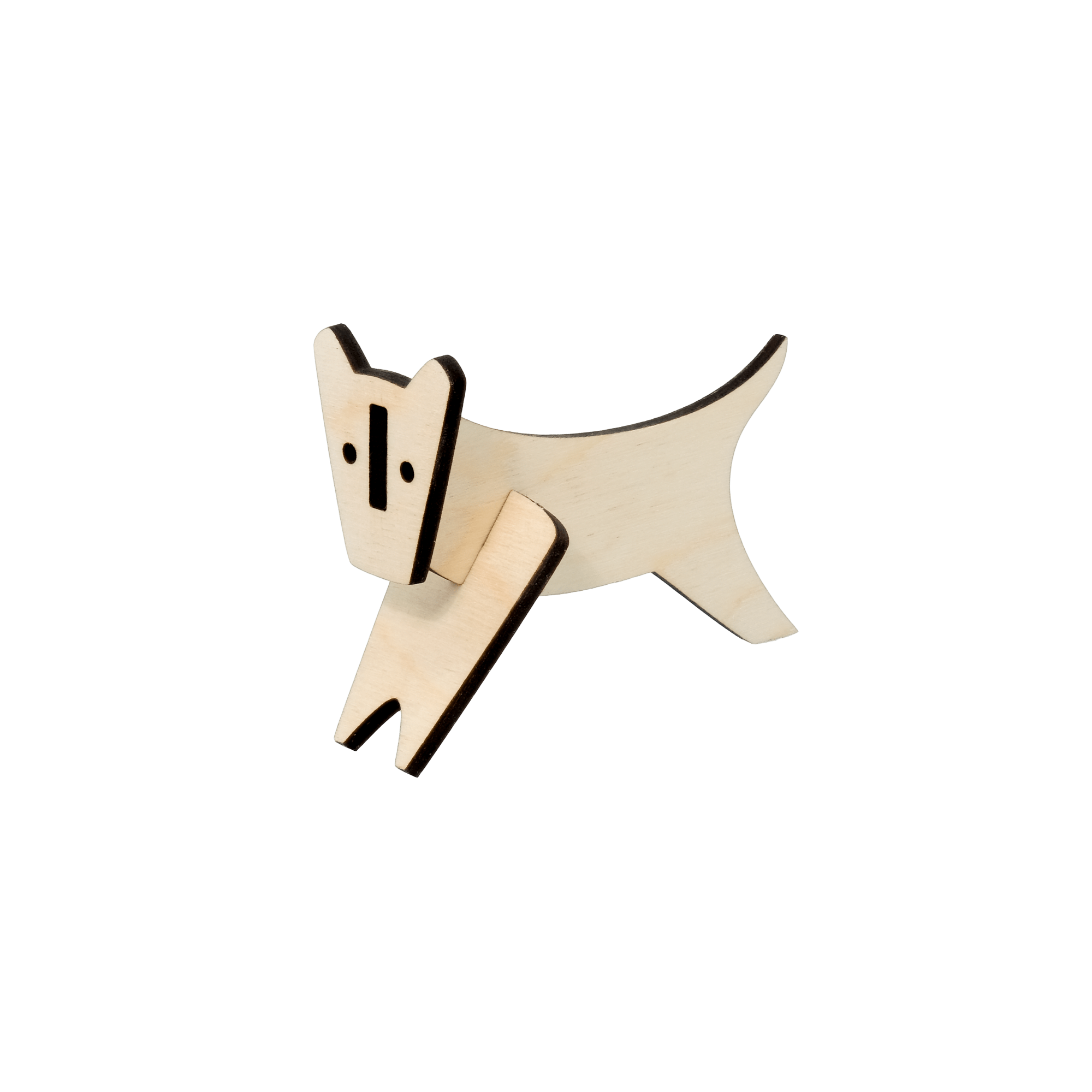 Hund - Træfigur Sølv øreringe | Bæredygtige træ øreringe | Designer træ smykker i sølv | DIBB Design