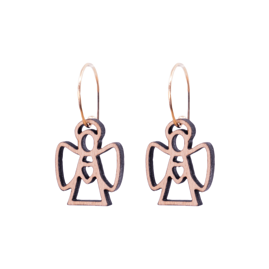 Juleengel Øreringe Sølv øreringe | Bæredygtige træ øreringe | Designer træ smykker i sølv | DIBB Design
