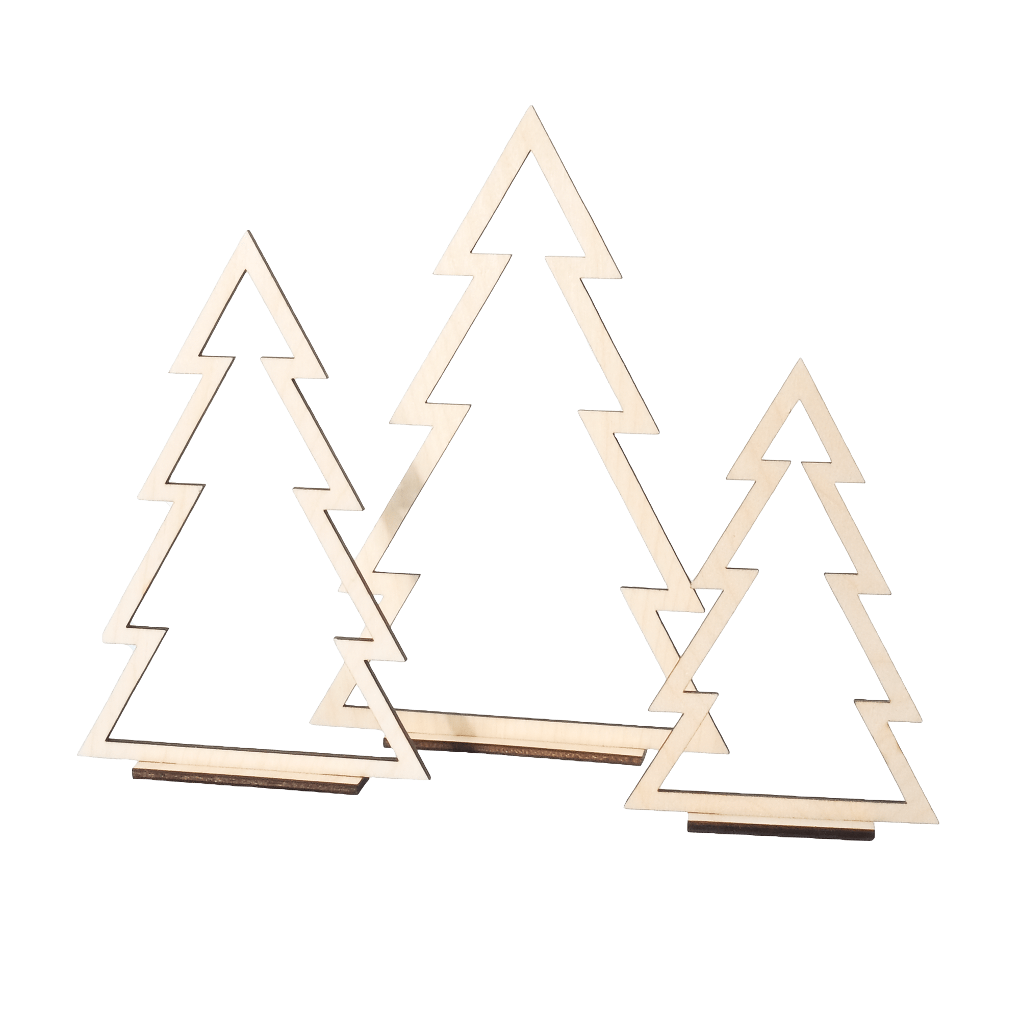 Juletræer, træ - 3stk Sølv øreringe | Bæredygtige træ øreringe | Designer træ smykker i sølv | DIBB Design