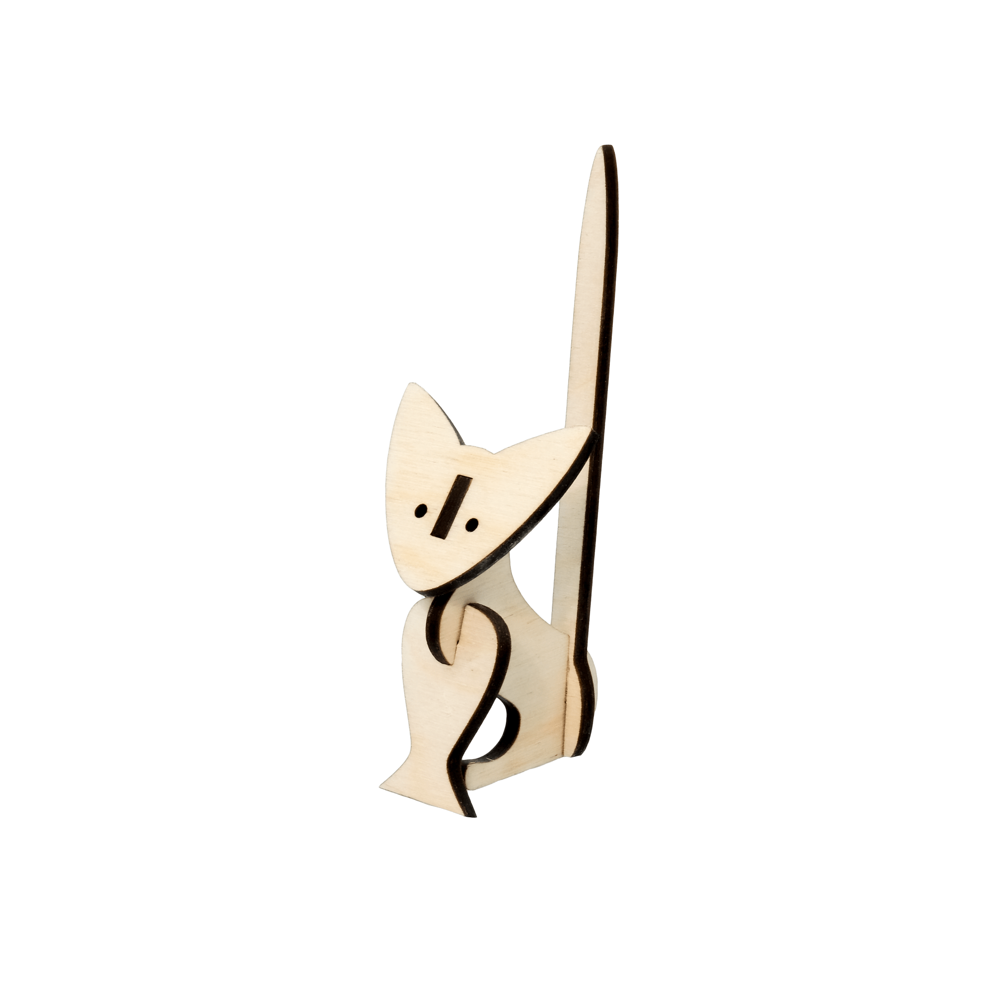 Kat - Træfigur Sølv øreringe | Bæredygtige træ øreringe | Designer træ smykker i sølv | DIBB Design