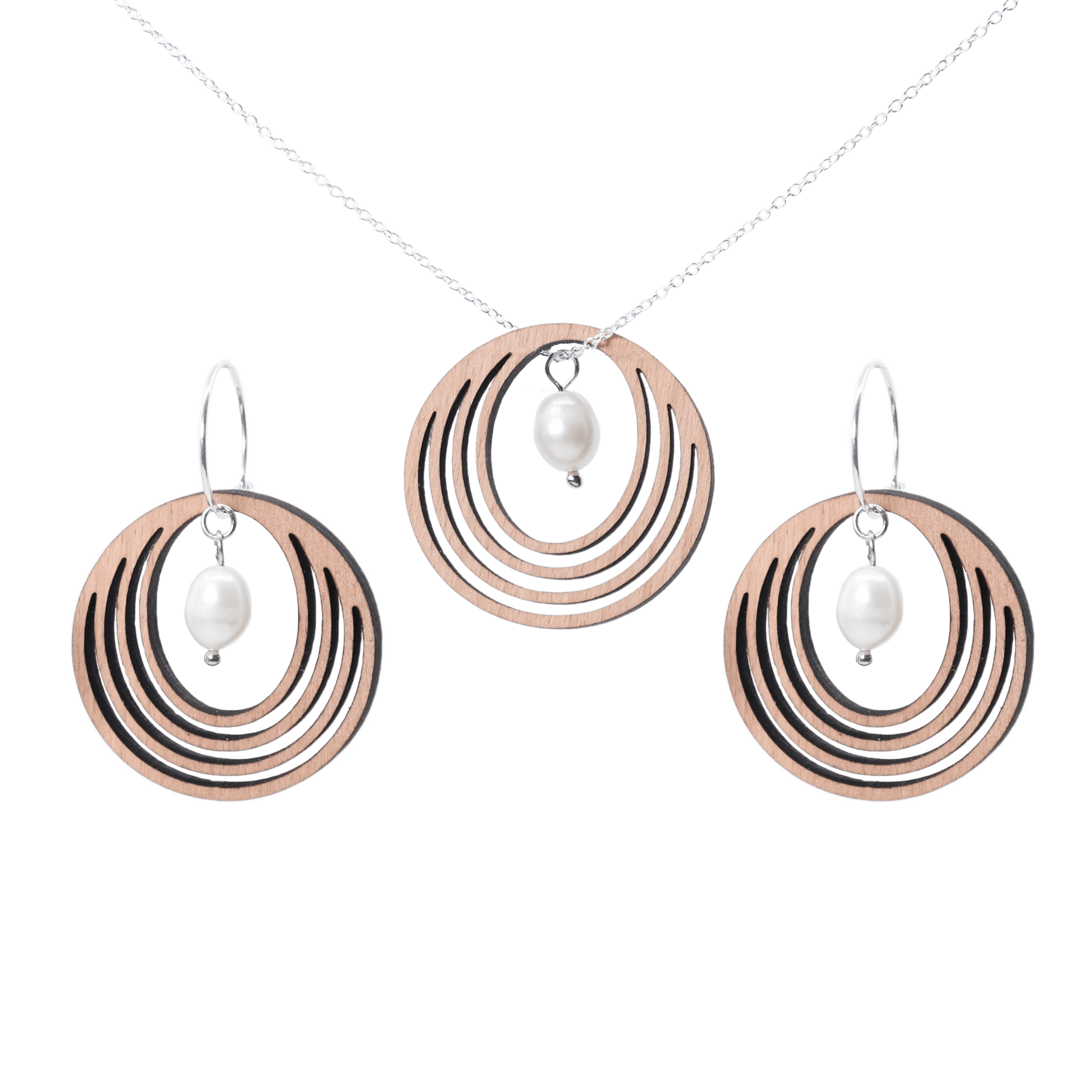 DIBB Design Halskæde Sølv Mercedes Sæt Mercedes - Sølv Sæt | Bæredygtige træ smykker | Håndlavet design 