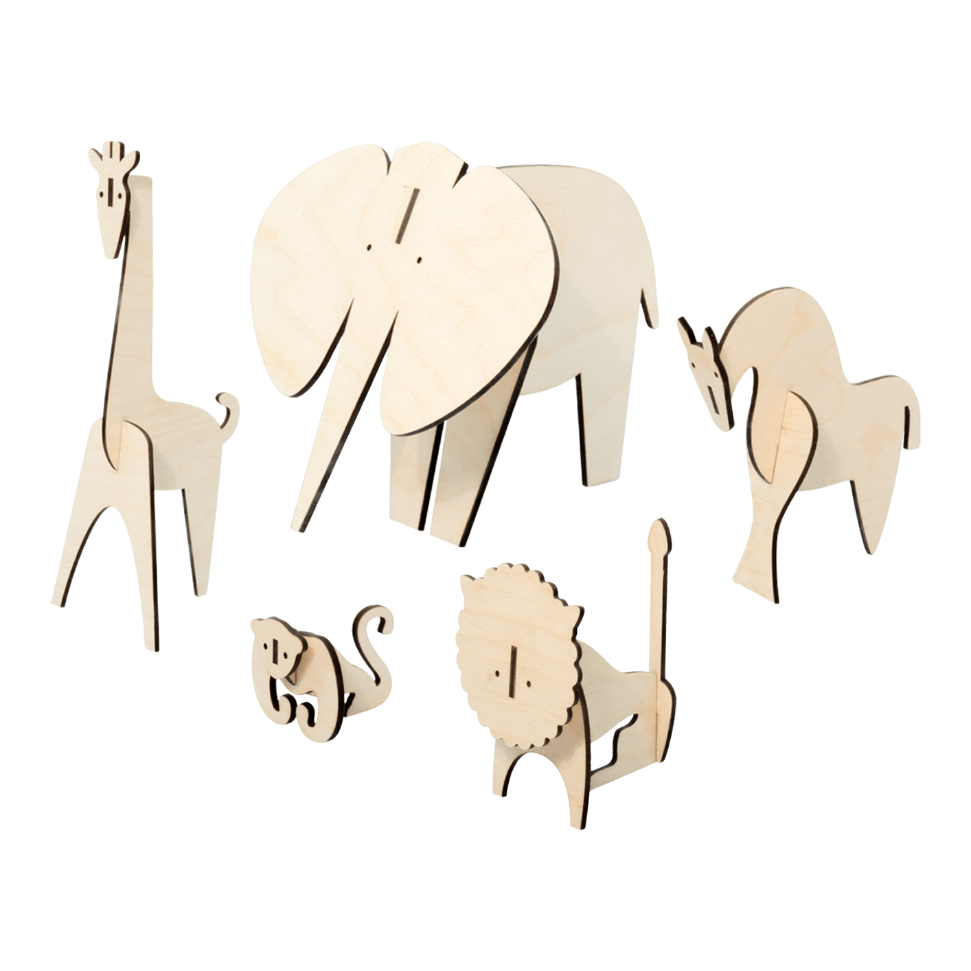 Savannen - Træfigur Sølv øreringe | Bæredygtige træ øreringe | Designer træ smykker i sølv | DIBB Design
