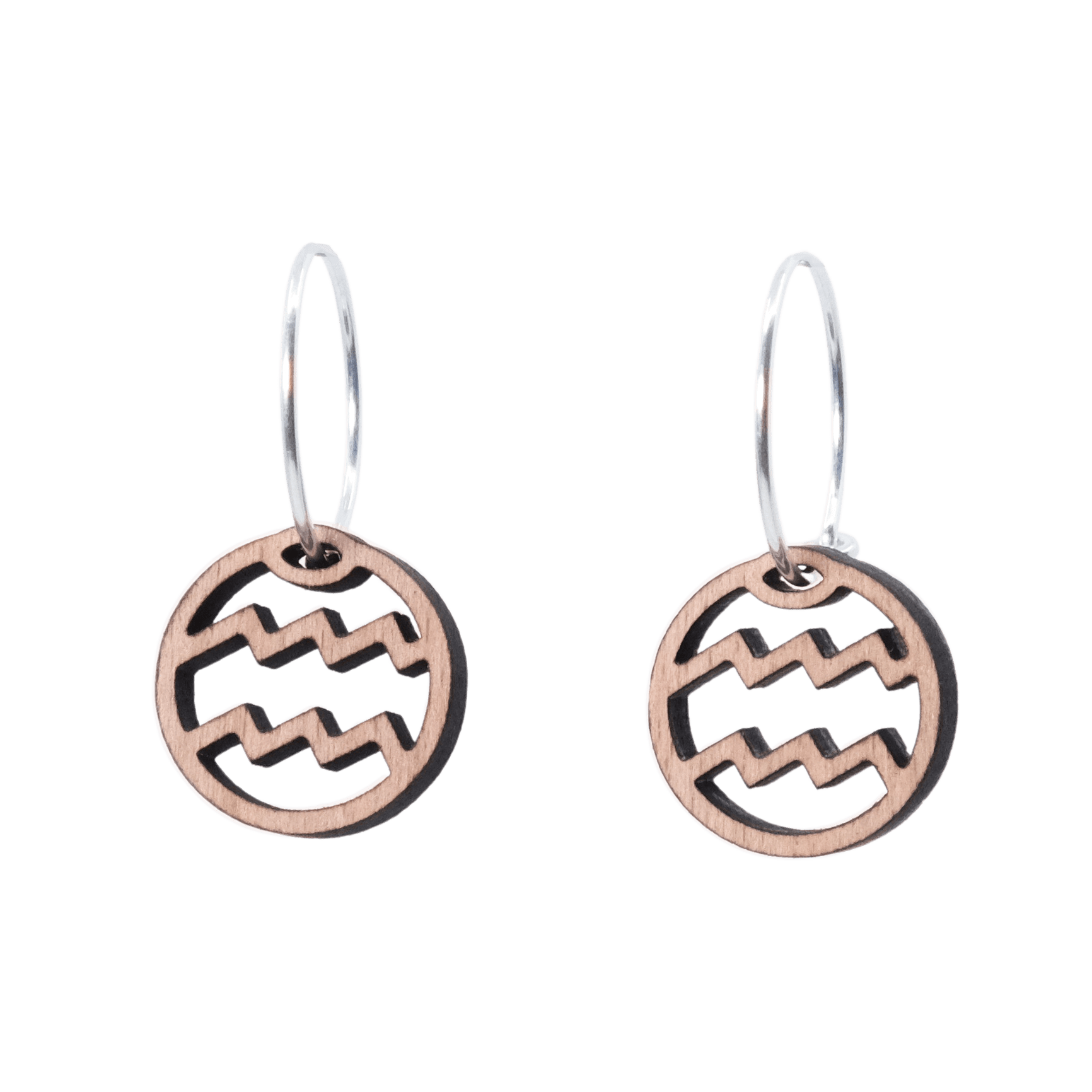 DIBB Design Øreringe Sølv Vandmanden Øreringe Vandmanden - Sølv øreringe | Bæredygtige træ smykker | Stjernetegn