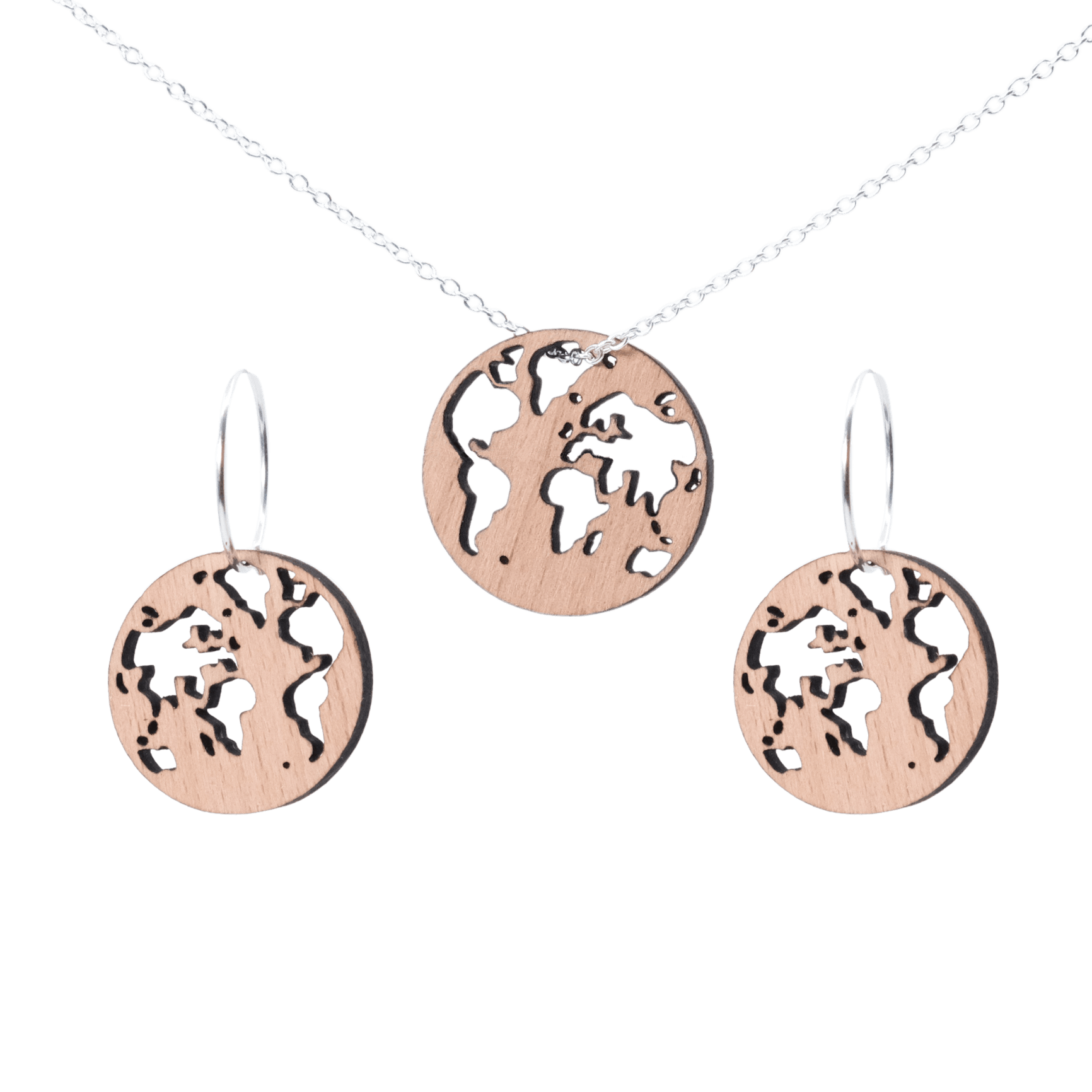 DIBB Design Sæt Sølv World Sæt World Sæt - Sølv | Bæredygtige træ smykker | Håndlavet design 