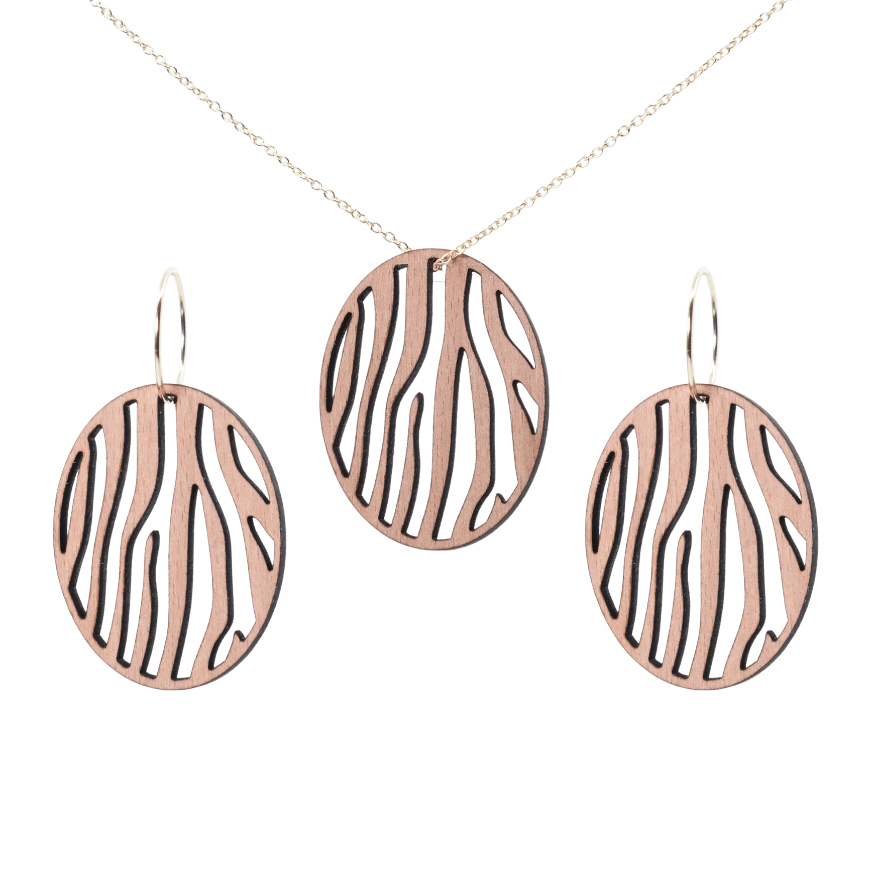 DIBB Design Sæt Forgyldt sølv Zafira Sæt Zafira Sæt - Sølv | Bæredygtige træ smykker | Håndlavet design 