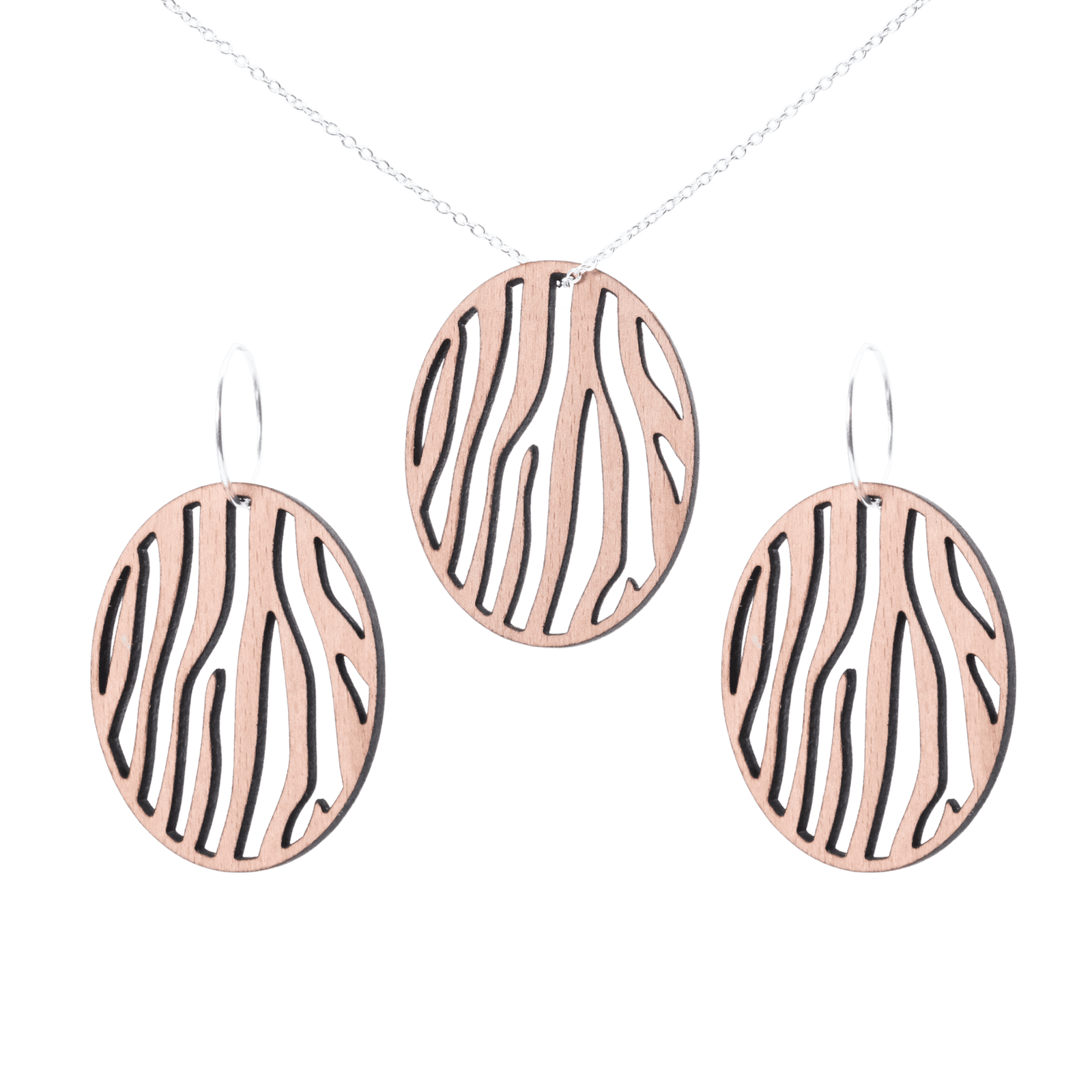 Zafira Sæt Sølv øreringe | Bæredygtige træ øreringe | Designer træ smykker i sølv | DIBB Design