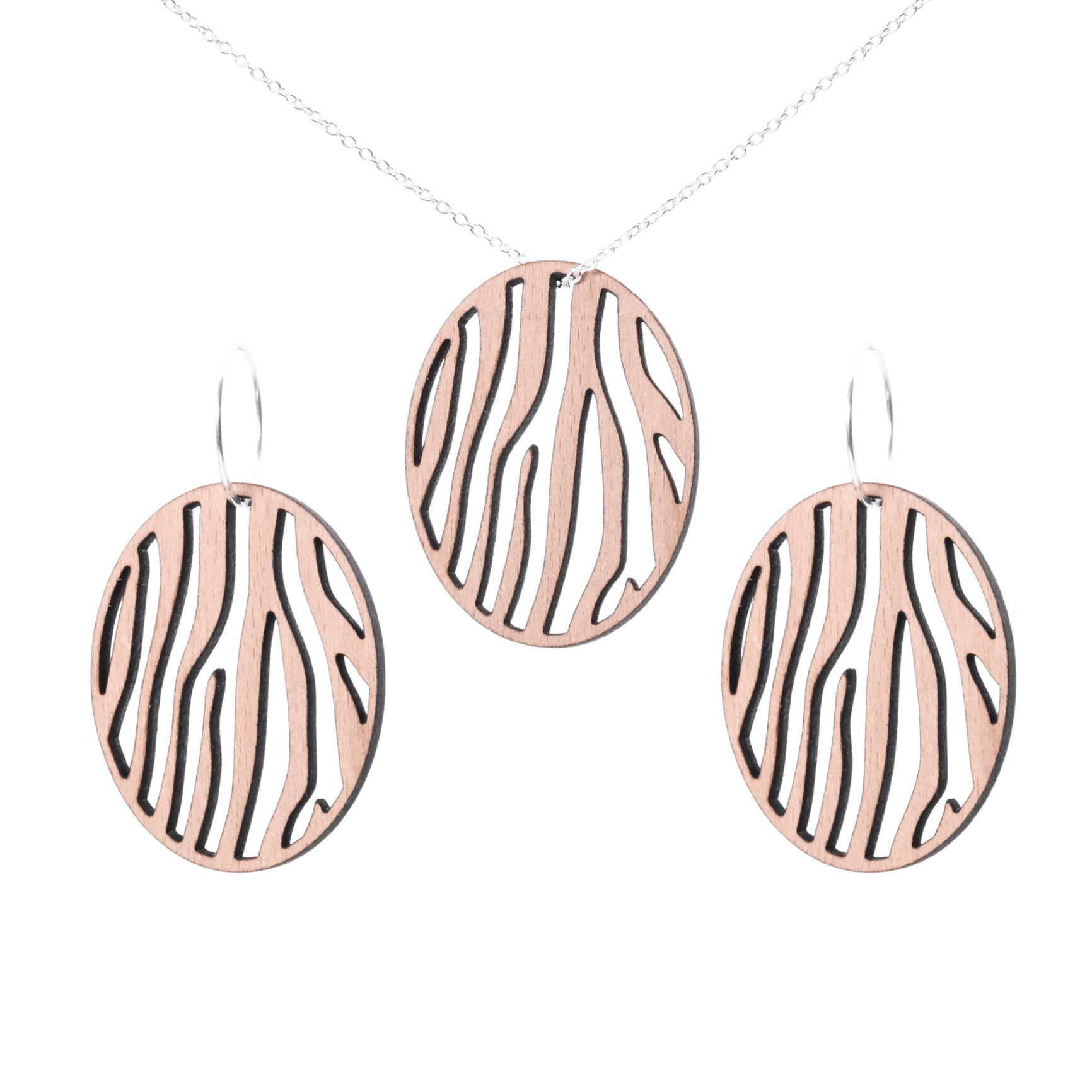 Zafira Sæt Sølv øreringe | Bæredygtige træ øreringe | Designer træ smykker i sølv | DIBB Design